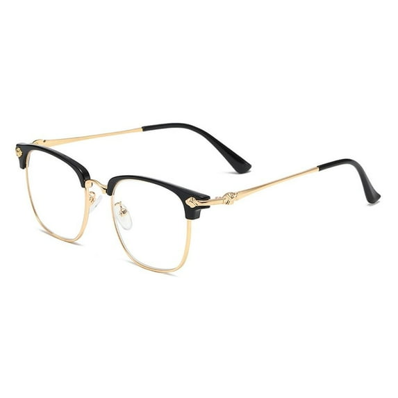 Fashion Simple Frame Vintage Eye Protection Reading Glasses Ultra Light Glasses Anti-Blue Light BLACK GOLD STRENGTH 100