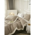 thumbnail image 2 of Move Over Taupe Lace Bedding Sets Twin Boho Chic Duvet Cover Set Washed Microfiber Lace Pattern No Filling, 2 of 8