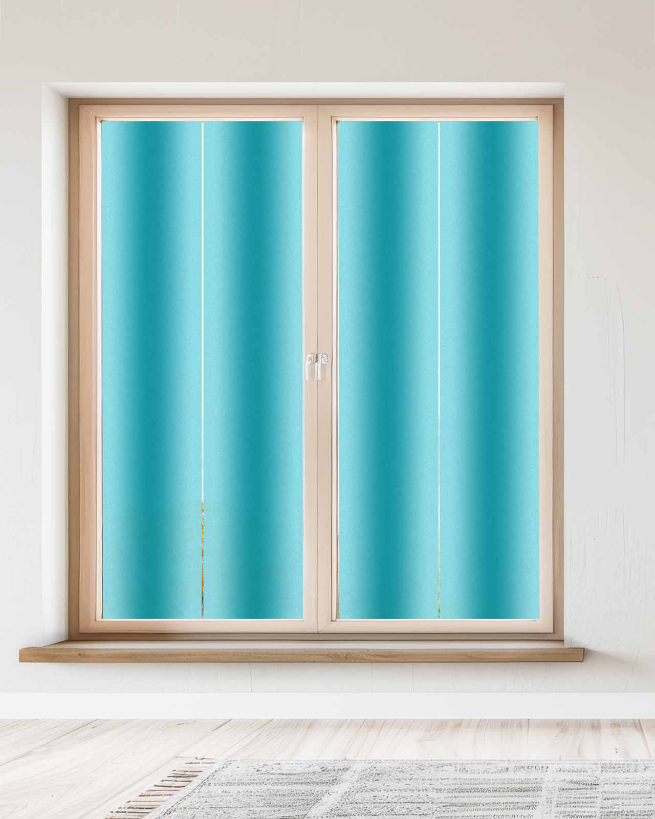 Window Privacy Film Turquoise Ombre Stained Glass Window Film Decorative Sun Block Window Cover Modern Abstract Art Window Clings Static Adhesive Sticker for Bathroom 23.6"x59"