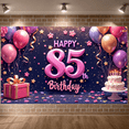 thumbnail image 6 of Pink Theme Happy 85th Birthday Banner Gold Stars 85th Birthday Display Colorful Balloons Gift Box Design 85th Celebration Backdrop for 85th Birthday Party Elderly Celebration Indoor Decoration, 6 of 9