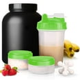 thumbnail image 3 of 16 OZ Protein Workout Shaker Bottle with Mixer Ball and 2 close-connected Storage Jars for Pills, Snacks, Coffee, Tea. 100% BPA-Free, Non Toxic and Leak Proof Sports Bottle, 3 of 6