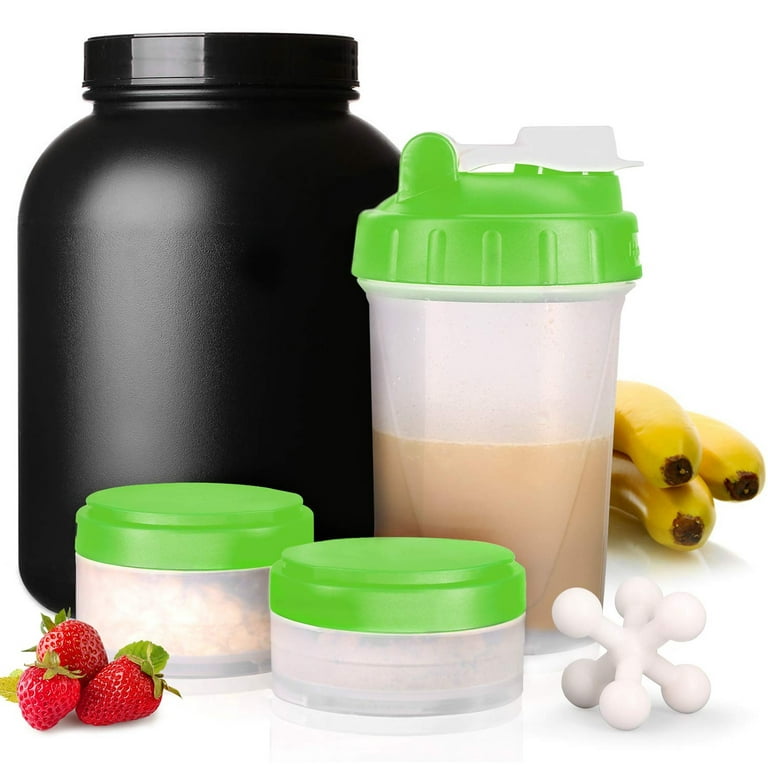 16 OZ Protein Workout Shaker Bottle with Mixer Ball and 2 close
