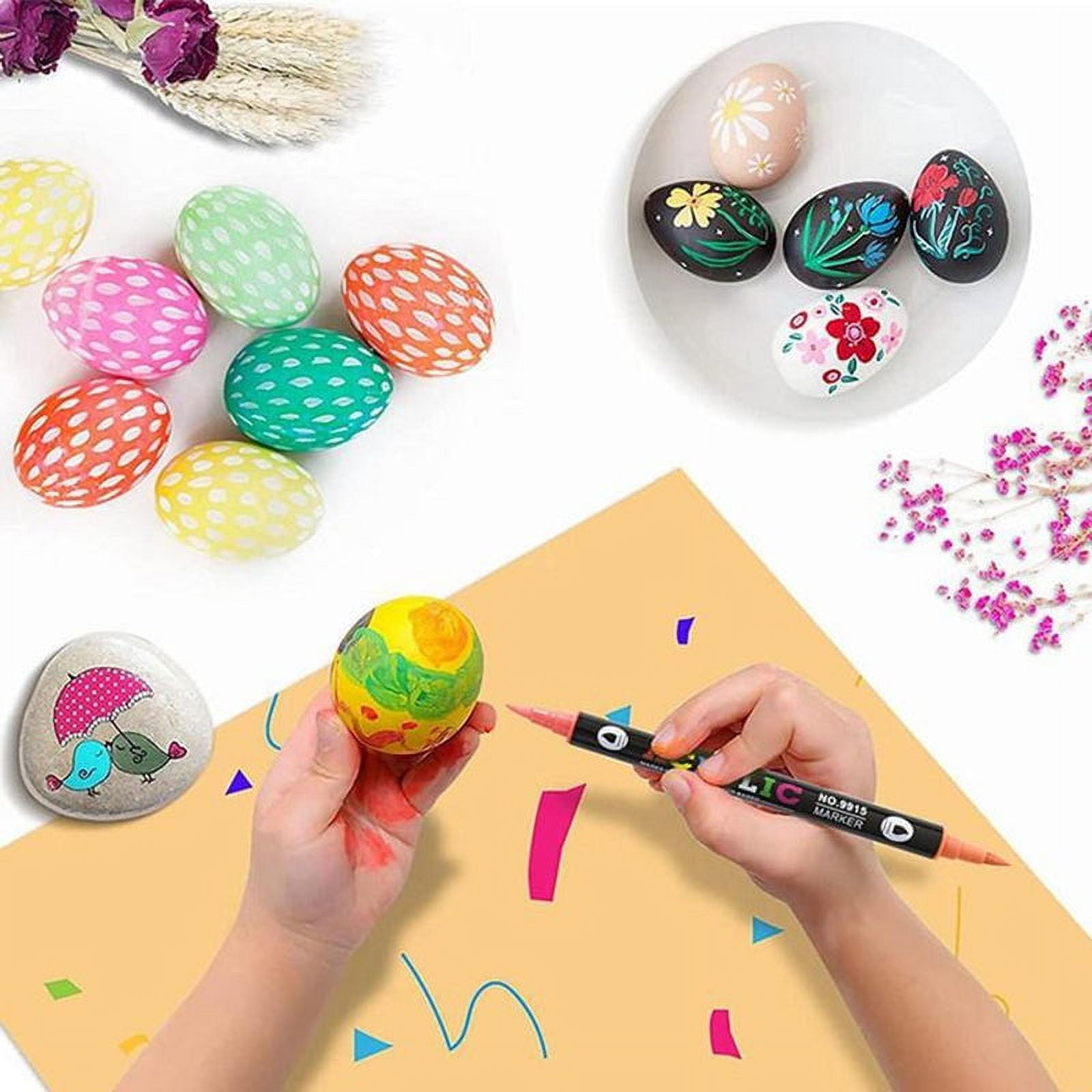 RYDCOT Dual Tip Acrylic Paint Marker Pens Set, Multifunctional Acrylic Tips, Professional Acrylic Paint Pens for Wood, Canvas, Rock Painting, Glass, DIY Crafts Art Supplies (36 Pcs,72 Colors)