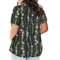 thumbnail image 3 of Plus Size Tops For Women Printed V Neck Blouse Casual Loose Summer Short Sleeve Blouse, 3 of 5