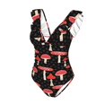 thumbnail image 4 of Yiaed Forest Mushrooms Print Women's Ruffled One Piece Swimsuit V Neck Swimwear Slimming Monokini for Woman-Large, 4 of 8