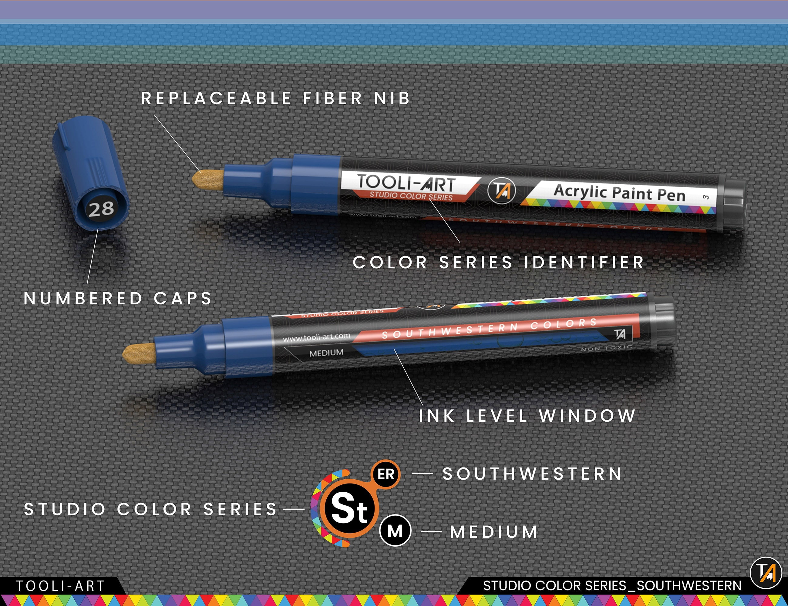 28 Southwestern Colors Acrylic Paint Pens Markers Set 3mm Medium