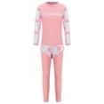 thumbnail image 2 of TiaoBug 3pcs Kids Girls Rash Guard Swimsuit Set Long Sleeve Shirt Legging And Shorts Beach Surfing Bathing Suit Pink 5-6, 2 of 7