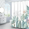 thumbnail image 2 of Tropical Plant Shower Curtain, Green Leaf Botanical Shower Curtain Set, Monstera Jungle Shower Curtains for Bathroom, Waterproof Fabric with 12 Hooks, 72 x 72 Inches, 2 of 6