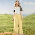 thumbnail image 6 of Miluxas Girl's Wide Leg Pants High Waisted Flowy Pants Lounge Loose Casual Work Pants Trousers Pockets Yellow 13 Years, 6 of 9