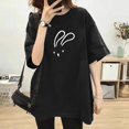thumbnail image 2 of Women T-Shirt Casual Loose Solid Color Shirt with Crew Neck and Sleeved Drop, 2 of 4