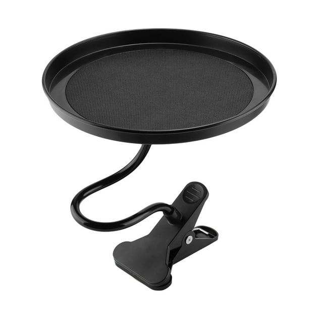 Bandeja multifuncional para asiento de coche Clip flexible redondo Bandeja de bebida para alimentos (Negro)