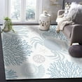 thumbnail image 5 of Area Rugs Indoor Non-Slip Rectangle Rug 5x8 Ft Summer Blue Grey Crab Coral Seashell Nautical Coastal Rug Rubber Backing Floor Mats Non Shedding Home Decor Carpet for Entryway Living Room, 5 of 8