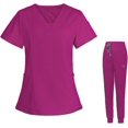 thumbnail image 3 of Camisetas para Mujer Verano Otoño Manga Corta Cuello En V Trabajo Scrub Plain Tops Camisas Mujeres 2024, 3 of 5