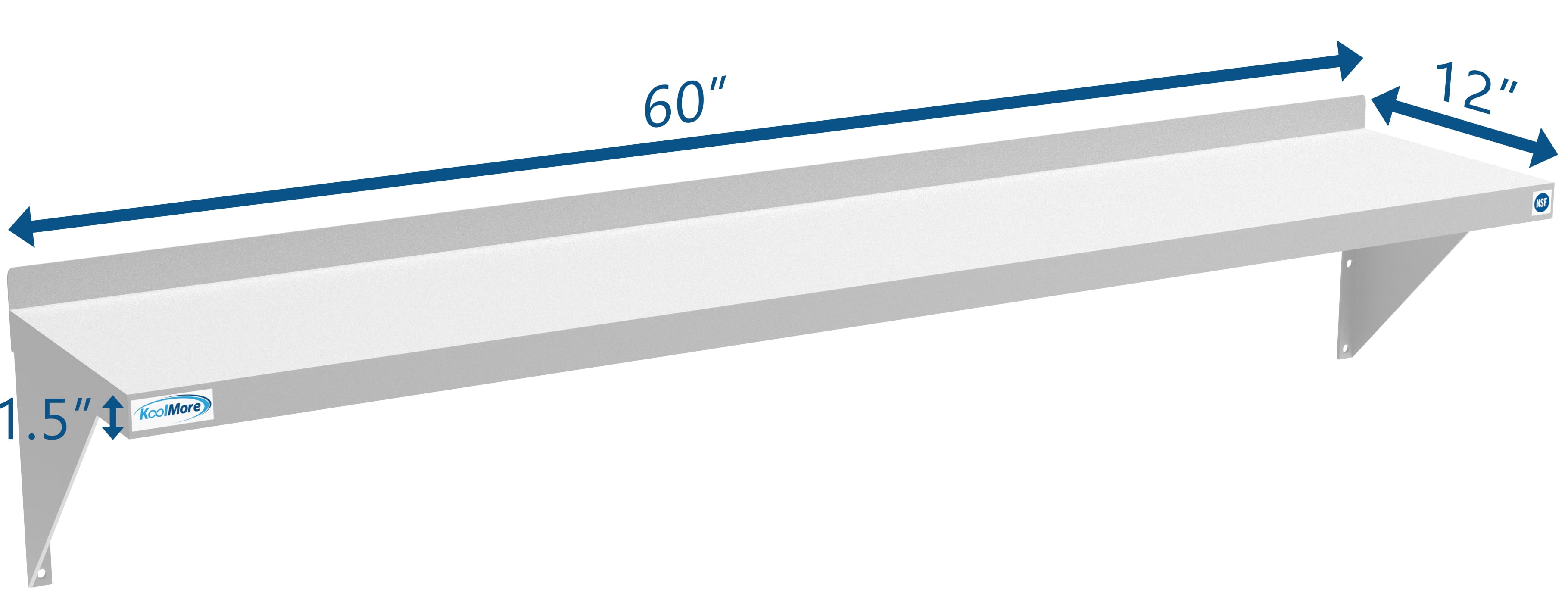KoolMore 12" x 60" 18-Gauge Stainless-Steel Heavy Duty Wall Shelf
