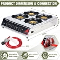 thumbnail image 3 of Frizi 4 Burner Propane Gas Stove 40,000 BTU Stainless Steel Cooktop with Enamel Pan Support, Electronic Ignition, Regulator & Hose Included, Portable Gas Stove for Camping, Outdoor Cooking, BBQ, 3 of 6