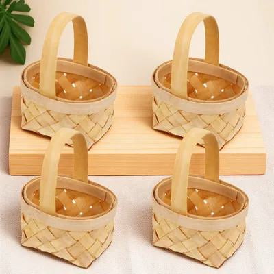UPOUART 4Pcs Portable Handwoven Wood Basket for Home Storage and Event Decoration