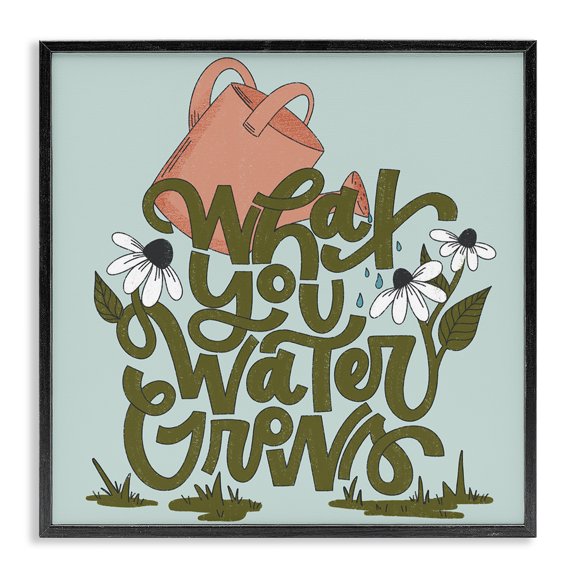 Stupell Industries Eclectic What You Water Grows Black Framed Giclee Art, 12 x 12, by Sarah Hickman
