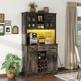 thumbnail image 5 of Craftian Wine Cabinet with Drawers & LED Lights, Buffet Sideboard Cabinet with Wine Rack & Power Outlets, Dark Oak, 5 of 9