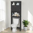 thumbnail image 3 of Tcbosik Over the Toilet Cabinet with 2 Doors, Bathroom Storage Cabinet with Adjustable Shelf, Space Saving, Black, 3 of 13