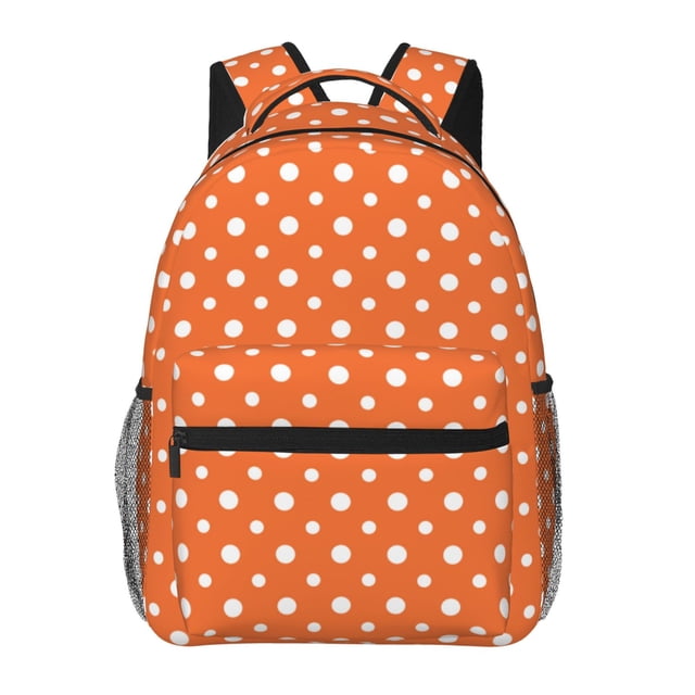 Balery Orange And White Polka Dot Mochila Escolar Impresa, Mochila Ligera para Viajes Casual, Mochila Duradera y Cómoda Multifuncional, Mochila para Laptop-One Size