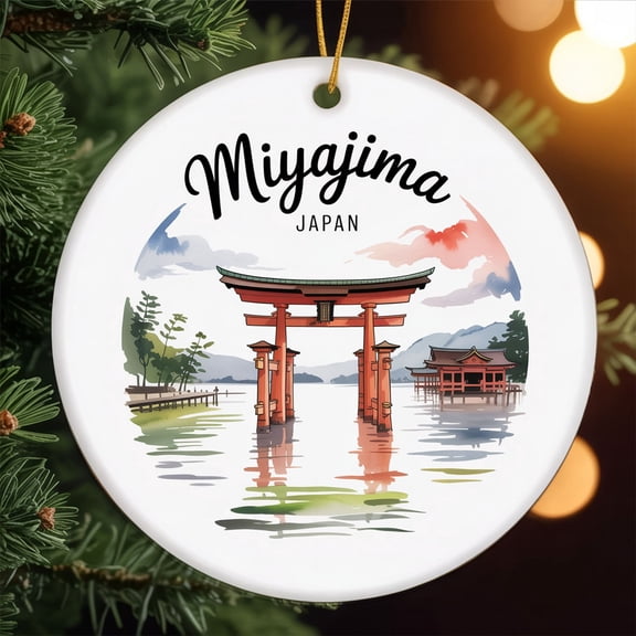 Personalized Itsukushima Shrine – Hiroshima, Japan Travel Ornament – Ceramic Ornament for Christmas Tree Decoration, Souvenir Gift for Travelers, Couples, Friends, Valentine Gifts 227OR9