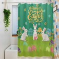 thumbnail image 3 of Happy Easter Small Stall Shower Curtain, Waterproof Shower Curtains for Bathroom, Rabbits Eggs Spring Daisy Floral Grass Green Washable Fabric Bath Curtain for Bathtub with Hooks 36x72 Inches, 3 of 9