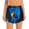 thumbnail image 2 of Picia Sports Tennis Ball Pattern Women's 2 in 1 Athletic Running Shorts High Waisted Workout Casual Gym Sweat Shorts with Comfy Liner Zipper Pockets-Medium, 2 of 9