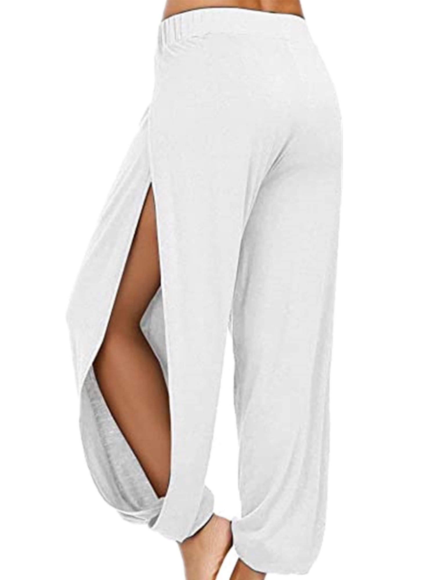 Tie-Dye Mid Waist Casual Pants Hem Side Split Bohemian Pants Loose Wide Leg Pants Yoga Pajama Pants Womens Beach Trousers 