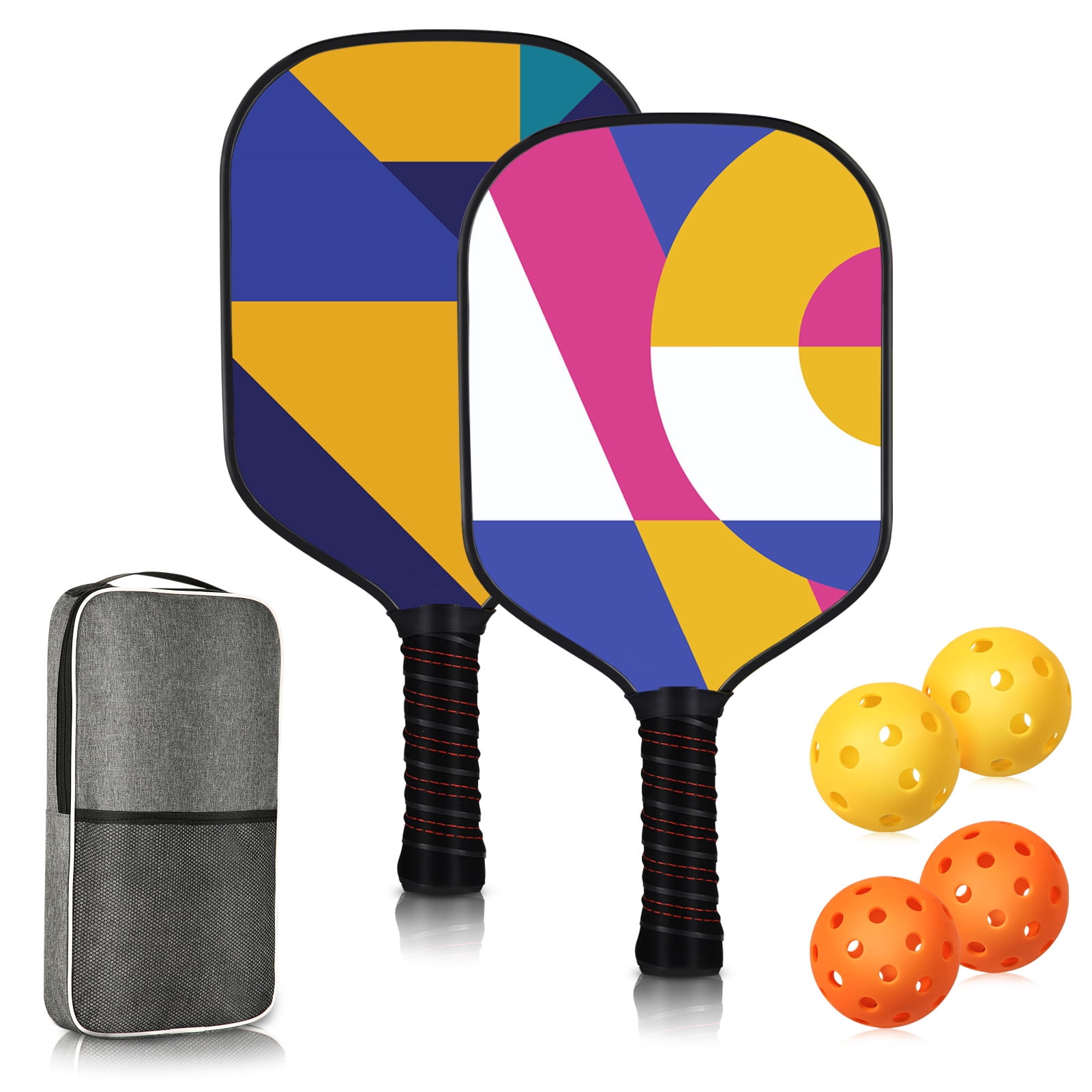 Pickleball Paddel Set 2er – Graphit, Inkl. 4 Bälle, Retriever & Tasche – Komplettset Für Anfänger & Fortgeschrittene