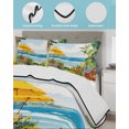thumbnail image 3 of Quilt King Size Bedding Set, Coastal Seaside Reversible Summer Quilt 3 Pieces, Yellow Beach Umbrellas Flowers Sky Lightweight Bedspreads Coverlets with 2 Pillow Shams for All Seasons, 3 of 5