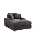 thumbnail image 5 of TUANLUO 44" Single Chaise Lounge Indoor, Corduroy Lounge Chair with Ottoman and Cup Holders, Deep Seat Couch for Living Room, Gray, 5 of 9