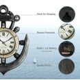 thumbnail image 3 of Anchor and Ships Wheel Large Nautical Themed Wall Clock, Weathered Iron Color With an Analog Quartz Non Ticking Sweep Movement, 3 of 7