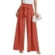 thumbnail image 1 of WILLBEST Pantalones Casuales para Mujer, Color Liso, Cintura Alta, Palazzo, Holgados, con Lazo y Bolsillos, Largos, para Uso Diario. Extra Chica, 1 of 4