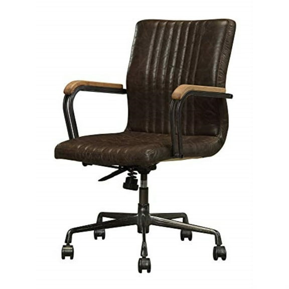 ACME Joslin Leather Adjustable Swivel Office Chair in Chocolate