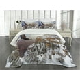 thumbnail image 3 of Ambesonne American Quilted Bedspread Set 3 Pcs, Bald Eagle Landscape, Queen Size, White Brown, 3 of 5
