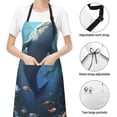 thumbnail image 6 of Pofeuu Underwater Dolphin Print Waterproof Apron with Pockets Adjustable Cooking Aprons Kitchen Bib for Baking Household Cleaning, 6 of 8