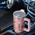 thumbnail image 6 of Pink Breast Cancer and Pioneer Flower Tumbler with Handle and Lid,40oz Double Wall Vacuum Insulated Tumbler,Cups Gift for Women and Men, 6 of 7