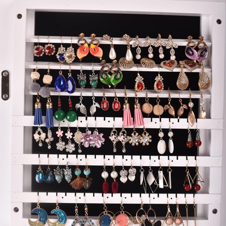 jewelry armoire zimtown organizer cabinet mirror standing led