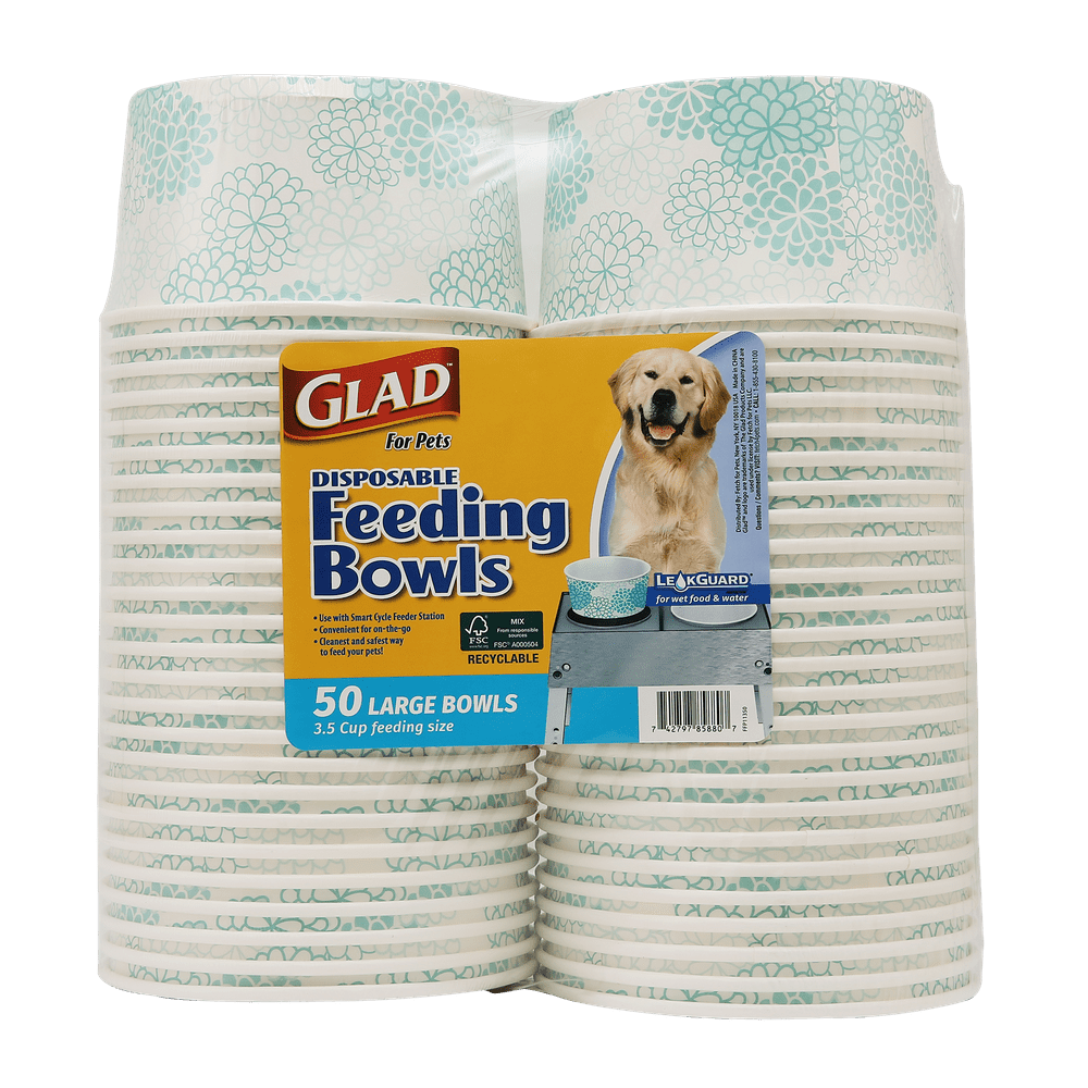 Glad for Pets Disposable Feeding Bowls Large Dog Bowls in Teal