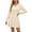 Apricot, variant on Women's V Neck Fall Dresses Long Sleeve Causal Loose Knee Length Sweater Dress with Pockets (Blue, M)