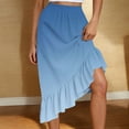 thumbnail image 2 of Ygbgbb Women's Gradient Color Asymmetrical Ruffle Midi Skirt Flowy Elastic Waist A-Line Skirt Lightweight Spring Summer Skirt for Casual Daily & Beach Vacation Sky Blue L, 2 of 7