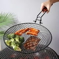 thumbnail image 4 of SPOORYYO Stainless Steel Folding Grill Basket with Wooden Handle - Outdoor BBQ Net for Evenly Grilled Vegetables and Meats, 4 of 7