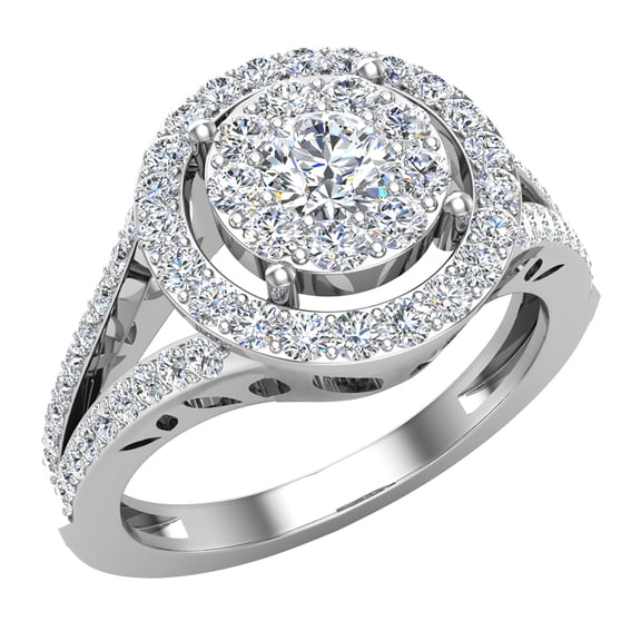 0.75 CT Split Shank Cluster Diamond Engagement Ring 14K White Gold (G,SI)