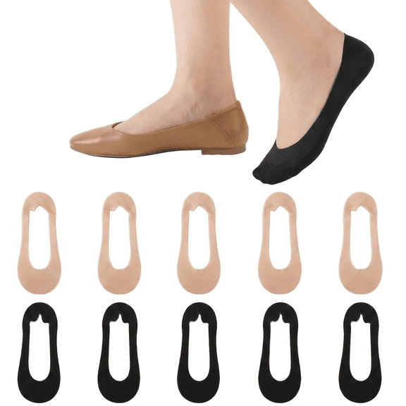 ROSEXIXI 10Pairs No Show Socks Women Ice Silk Invisible Boat Liners Non Slip Silicone Grip Low Cut for Flats