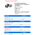 thumbnail image 2 of Front Brake Pad and Rotor Kit - Compatible with 1995 - 2004 Toyota Tacoma RWD 1996 1997 1998 1999 2000 2001 2002 2003, 2 of 2