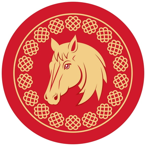 Big Dot of Happiness Lunar New Year - 2026 Year of the Horse Circle Sticker Labels - 24 Count