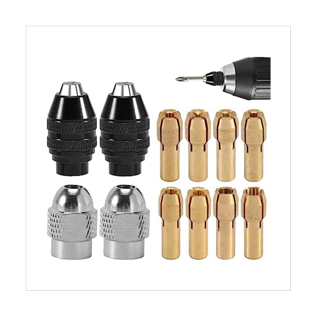 12Pcs 0.8-3.2mm Keyless Drill Chuck Collet Set 1/32 to 1/8In Replacement,Rotary Tool Sanding Drum 8 Sizes,Drill Tool Set