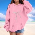 thumbnail image 2 of RUTAYY Girls Pullover Hoodie Cross with Pink Bow Graphic Long Sleeve Casual Fall Sweatshirt with Front Pocket for Kids, 2 of 4