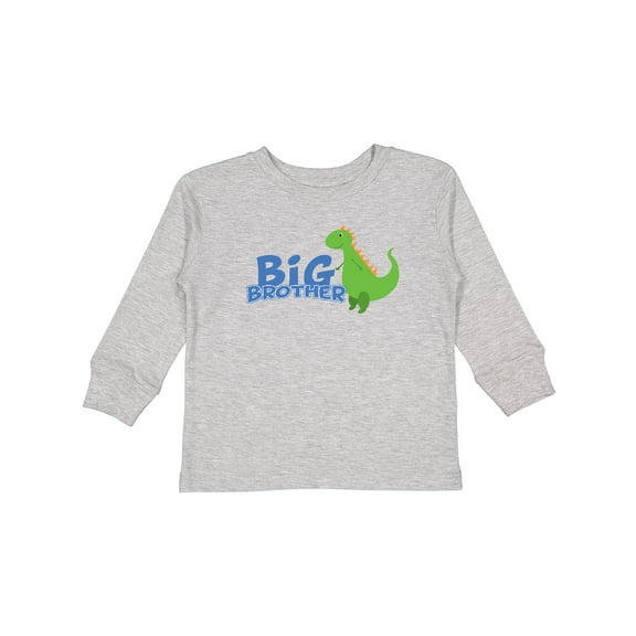 Inktastic Big Brother Green Dinosaur Boys Long Sleeve Toddler T-Shirt