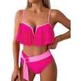 thumbnail image 2 of SUNSIOM Mommy and Me Swimsuit, Contrast Color Leaves Print Ruffled Bra with Briefs Family Matching Swimsuit 2-piece Summer Bikini Set, 2 of 6